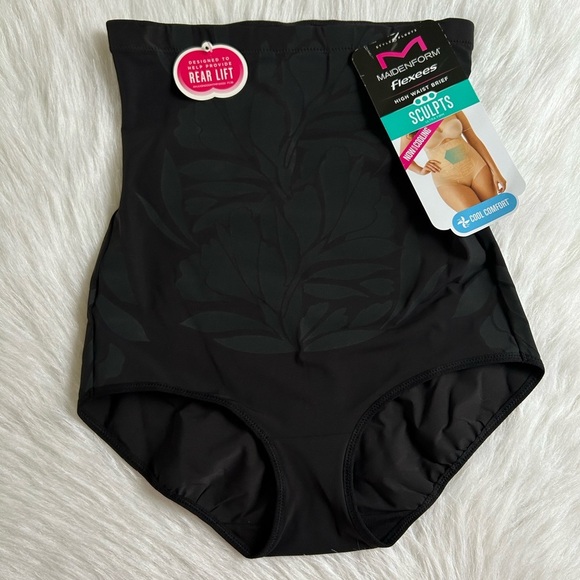 Maidenform Flexees Shapewear Womens Size Small Black High Waist Brief Ultra Firm - Picture 1 of 6